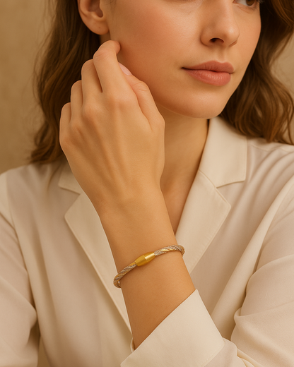 Horizon Twist Tri Toned Bracelet Sterling Silver