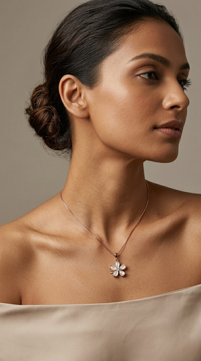 Evara Petal Pearl Pendant | 925 Sterling Silver
