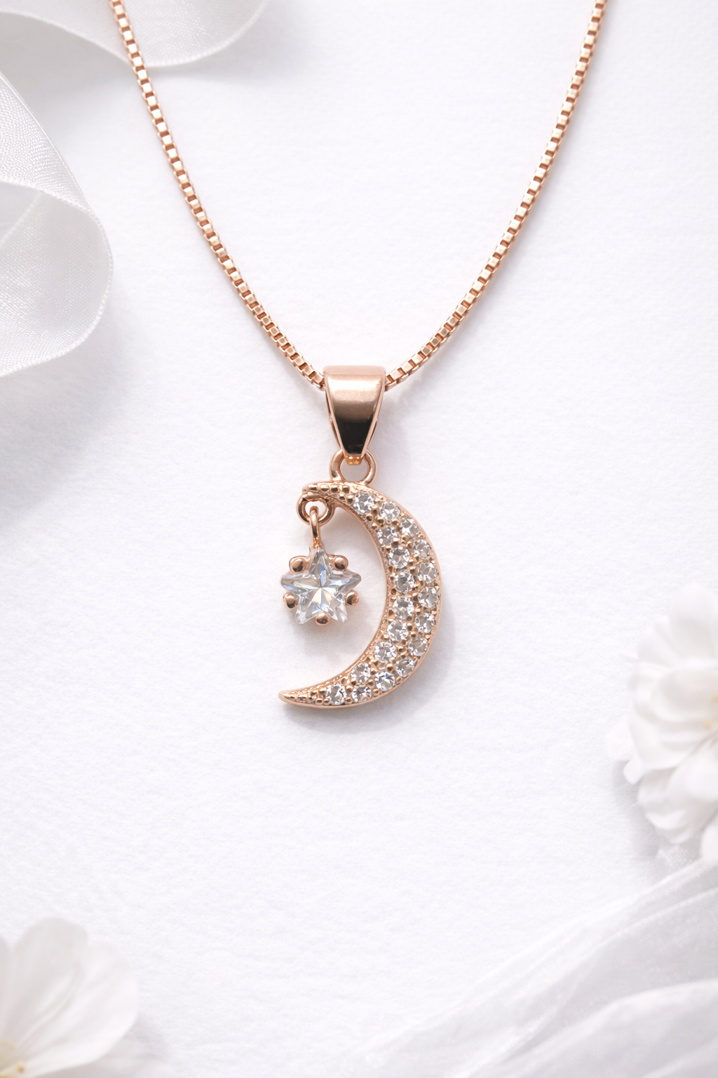 Lunara Star Crescent Necklace | 925 Sterling Silver