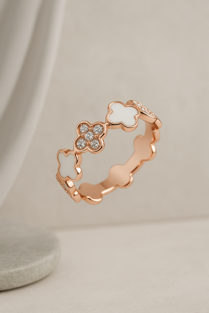 Rosé Éclat Clover Band - Sterling Silver