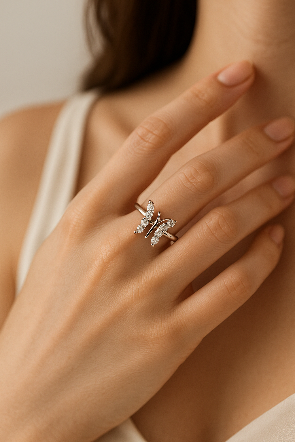 Lumi Frost Butterfly Ring - Sterling Silver