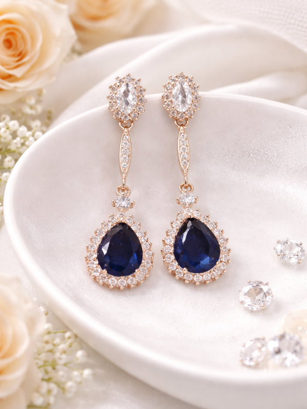 Bleu Velours Drop Earrings | 925 Sterling Silver