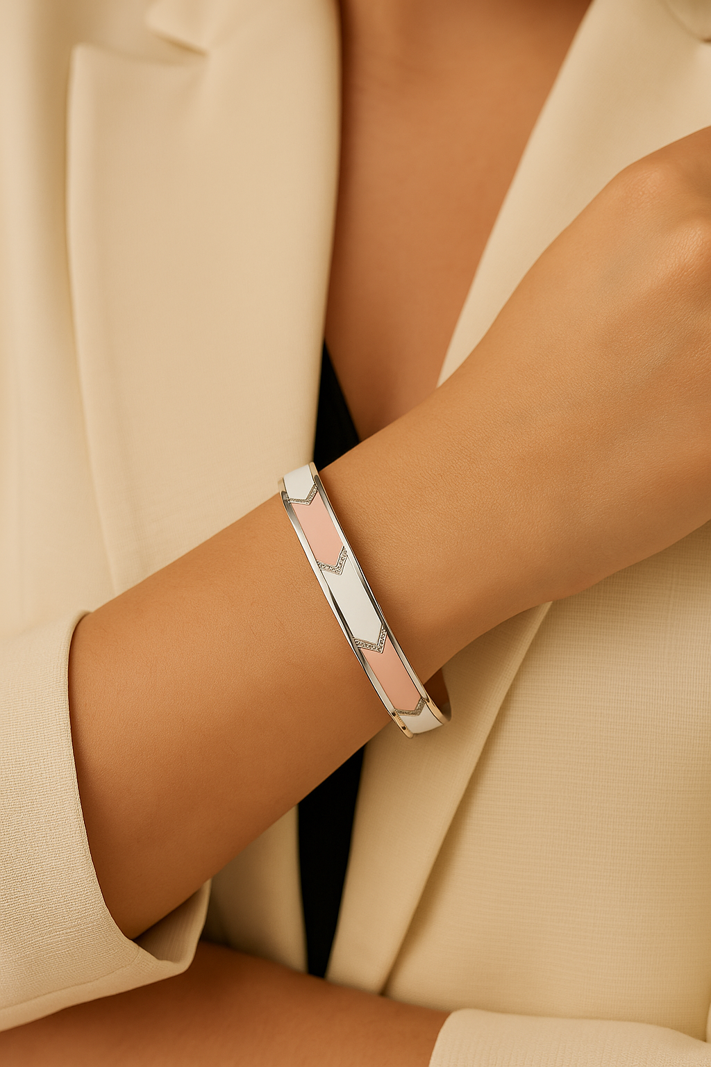 Arielle Blush Inlay Cuff  | 925 Sterling Silver