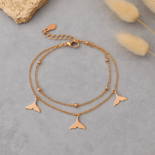 Whale Tail Rose Gold Bracelet