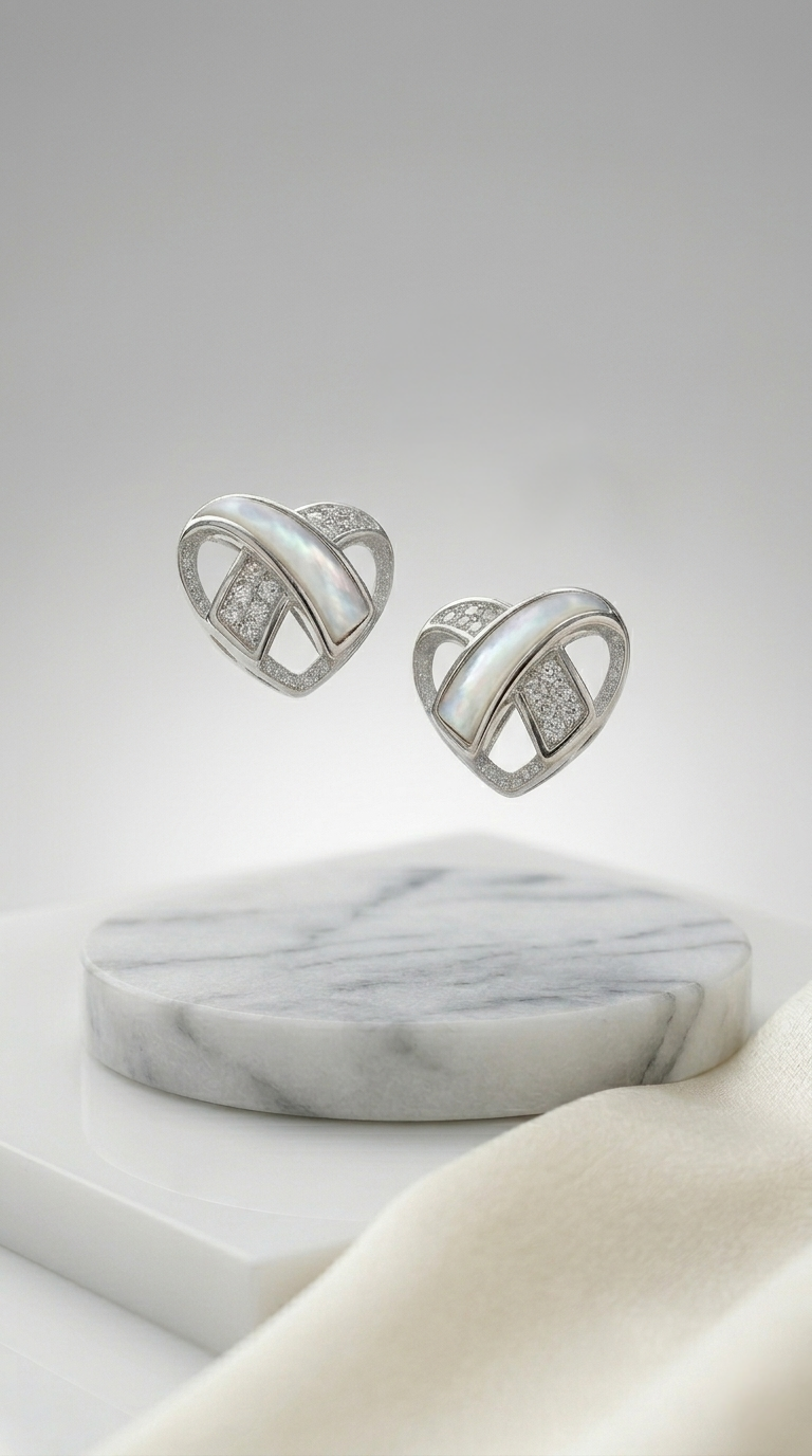 Ivory Arc Pavé Studs | 925 Sterling Silver