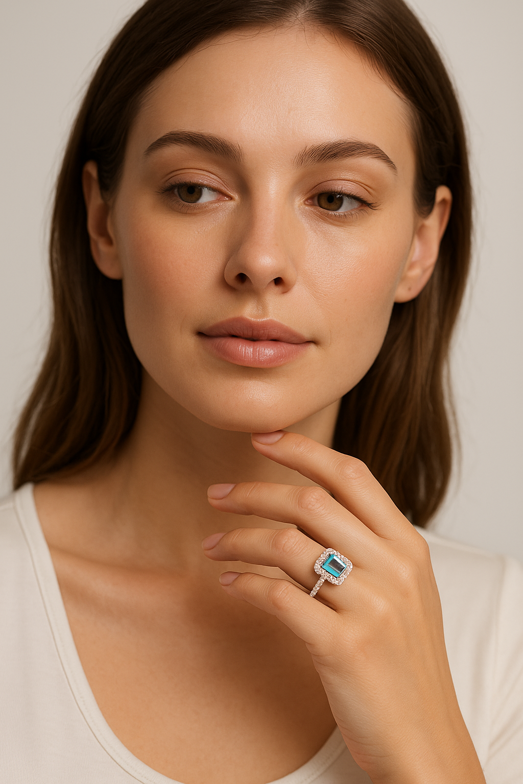 Azure Regent Halo Ring — Sterling Silver