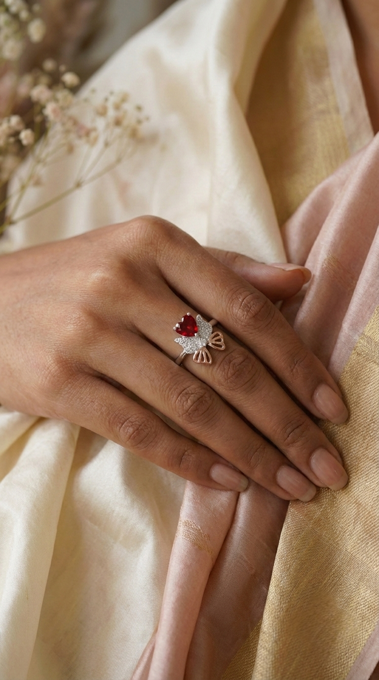 Eternal Rosé Heart Bow Ring | 925 Sterling Silver