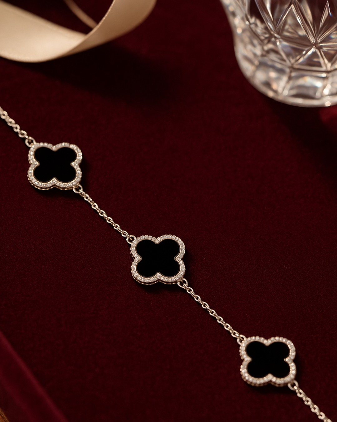 Noir Clover Bracelet Sterling Silver