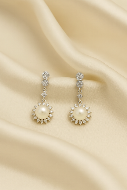 Luminara Pearl Earrings Sterling Silver