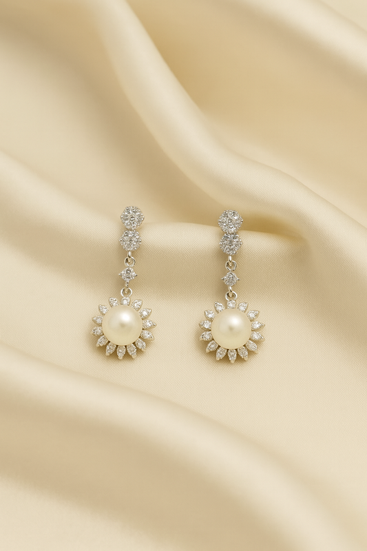 Luminara Pearl Earrings Sterling Silver