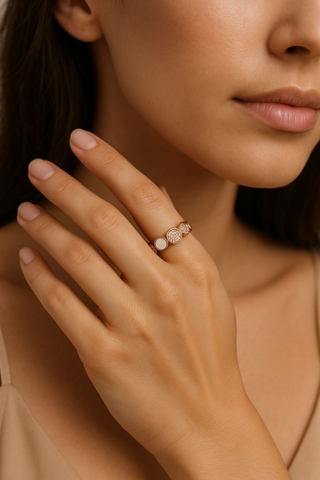 Lumière Pavé Enamel Ring - Sterling Silver