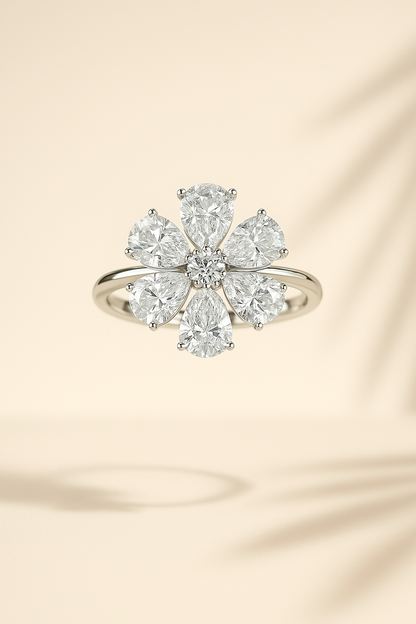 Frosted Petal Royale Ring - Sterling Silver