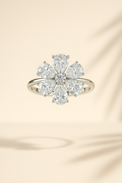 Frosted Petal Royale Ring - Sterling Silver