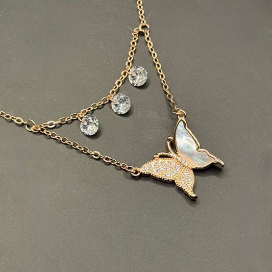 Butterfly Charm Layered Necklace