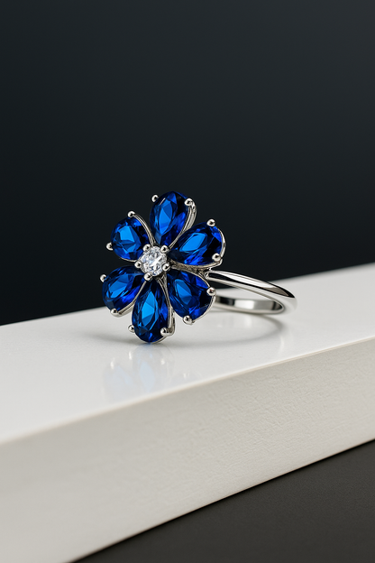 Midnight Garden Fleur Ring - Sterling Silver