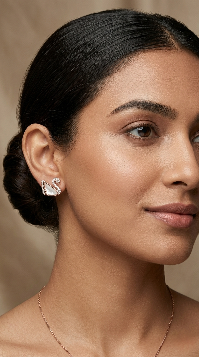 Swan Élégance Pearl Studs | 925 Sterling Silver