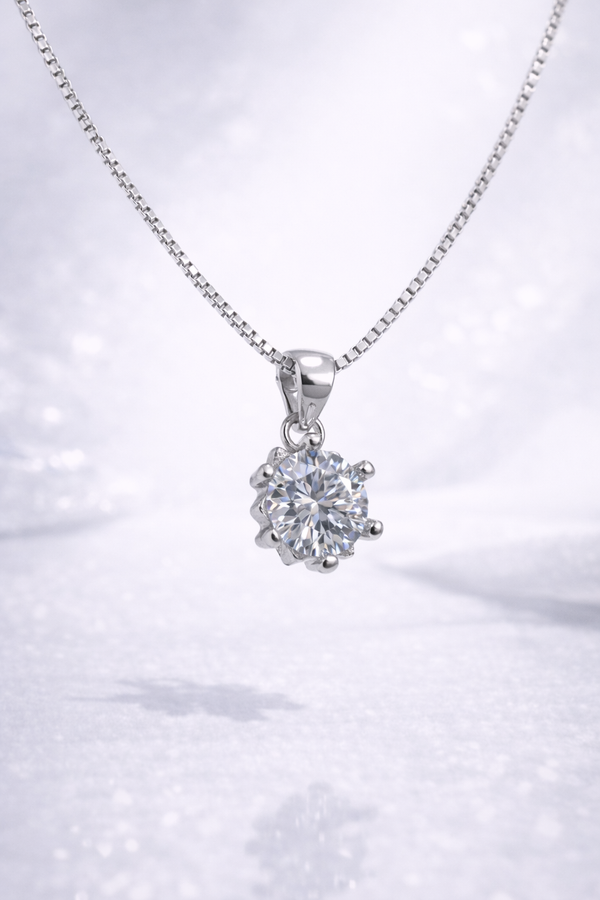 Lunette Solitaire Necklace | 925 Sterling Silver