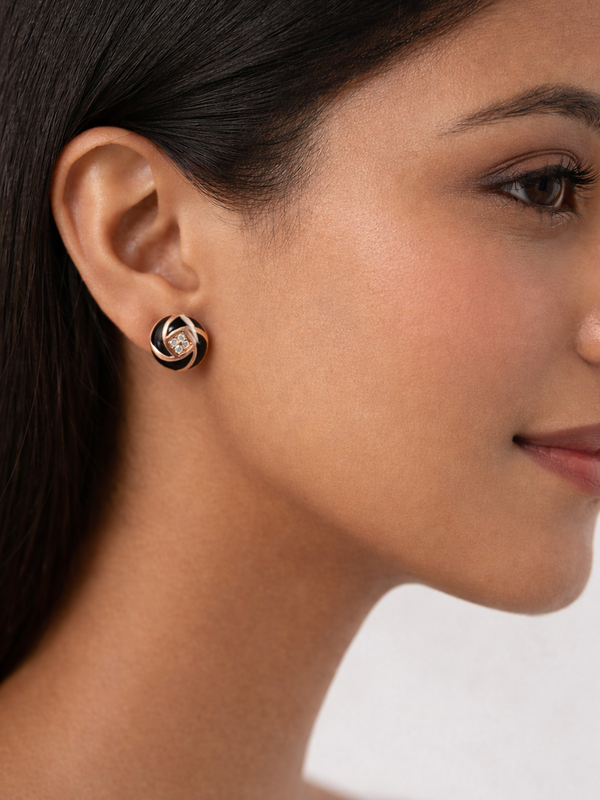 The Noir Swirl Studs | 925 Sterling Silver