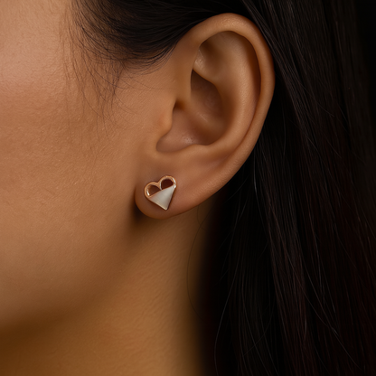 Moonlit Heart Drops Studs Earrings