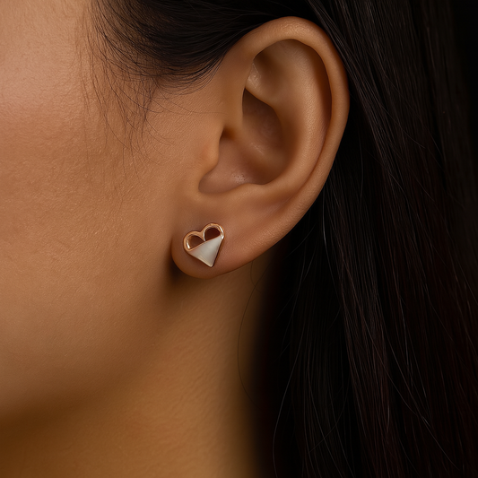 Moonlit Heart Drops Studs Earrings
