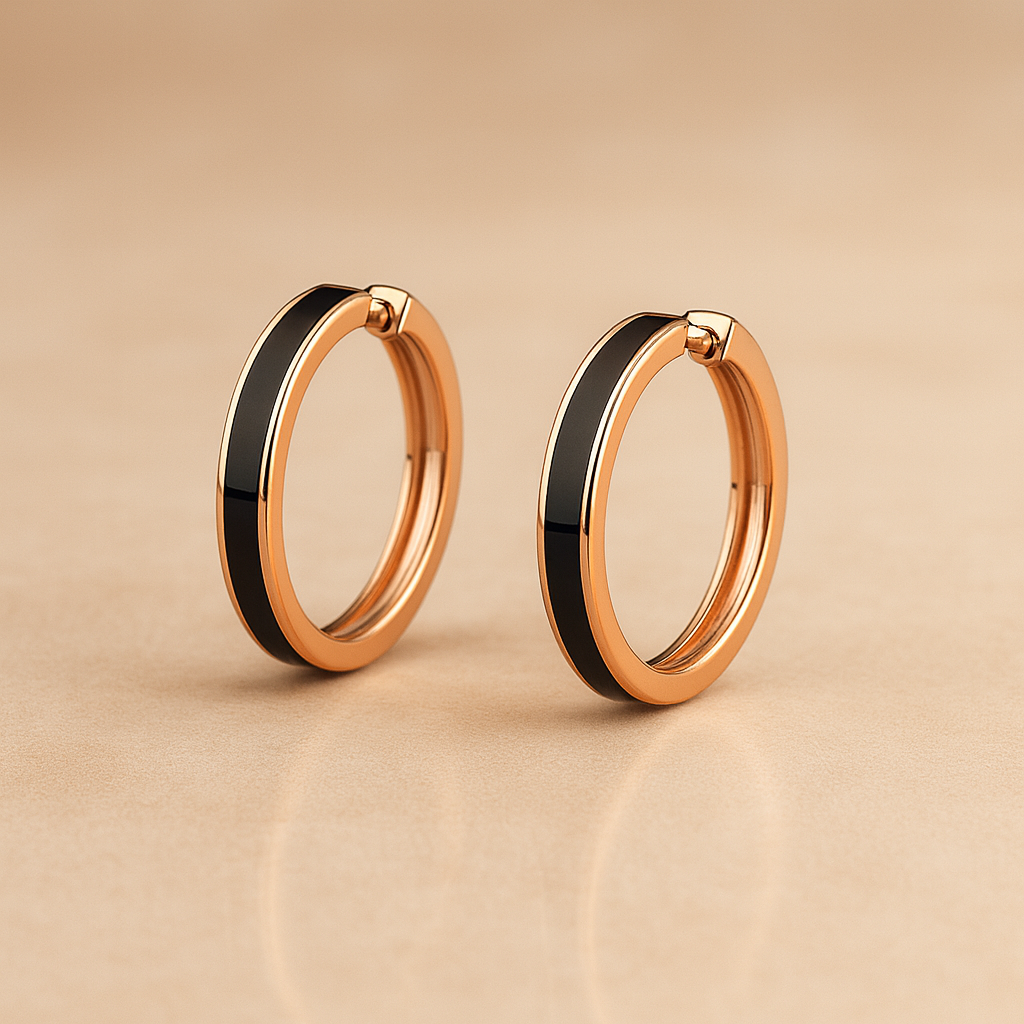 Éclat Black Enamel Hoop - Demi Fine | Sterling Silver