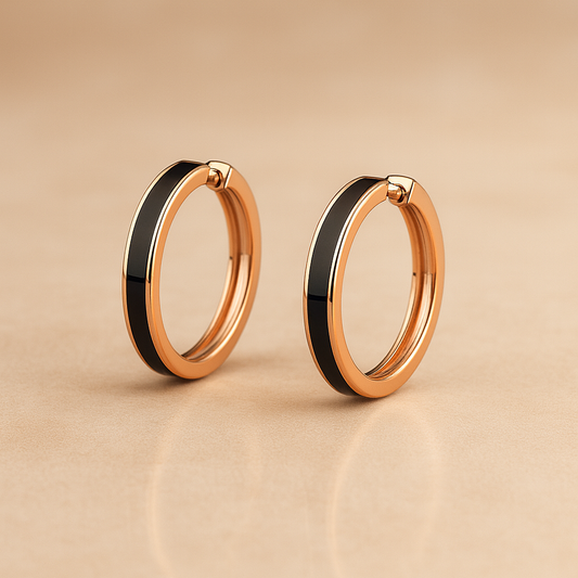 Éclat Black Enamel Hoop - Demi Fine | Sterling Silver