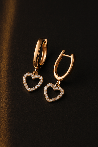 Amor Pavé Heart Earrings Sterling Silver
