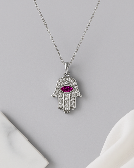 Celeste Hamsa Necklace Sterling Silver