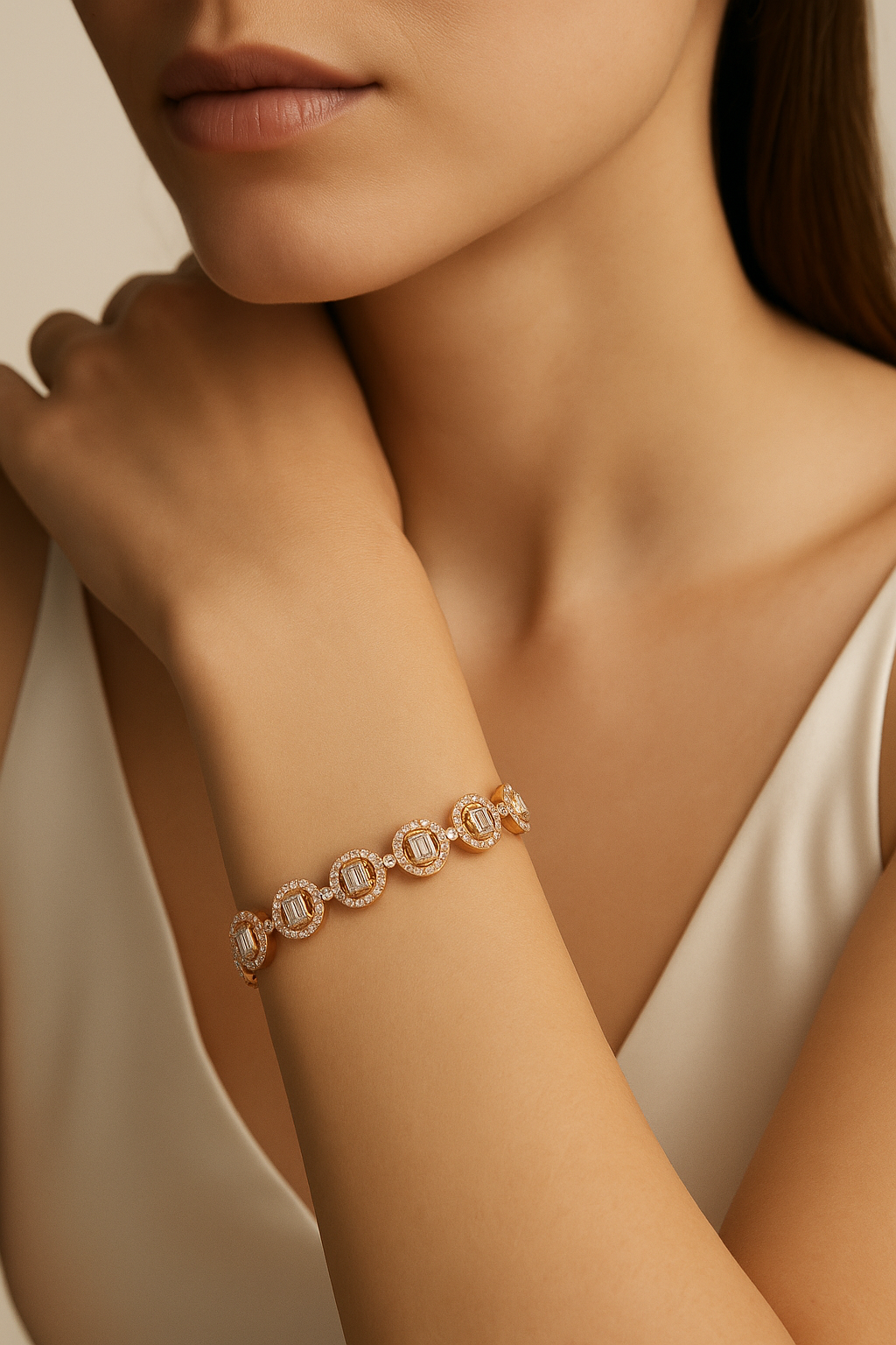 Regalia Baguette Halo Bracelet | 925 Sterling Silver