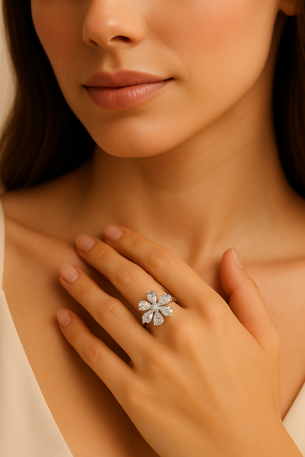 Frosted Petal Royale Ring - Sterling Silver