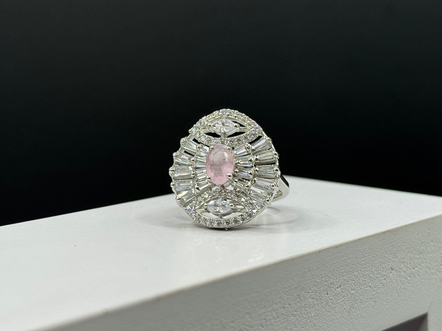 Opulent Pink Teardrop Ring