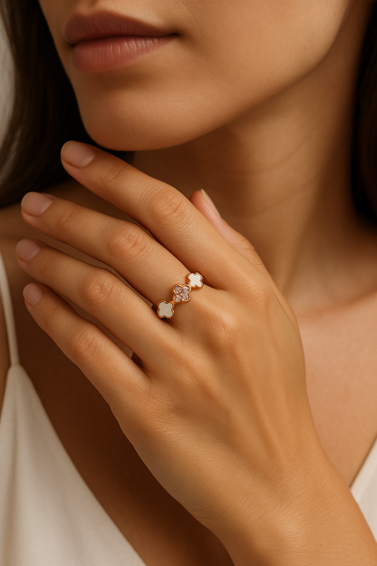 Rosé Éclat Clover Band - Sterling Silver