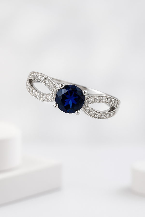 Velora Sapphire Curve Ring | 925 Sterling Silver