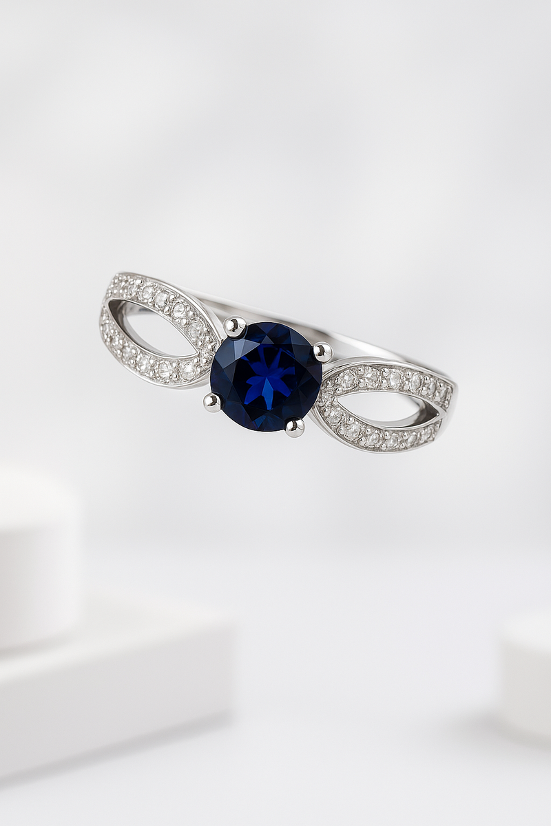 Velora Sapphire Curve Ring | 925 Sterling Silver