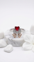 Eternal Rosé Heart Bow Ring | 925 Sterling Silver