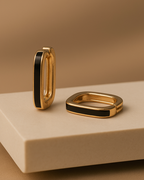 Aureum Noir Hoops - Demi Fine | Sterling Silver