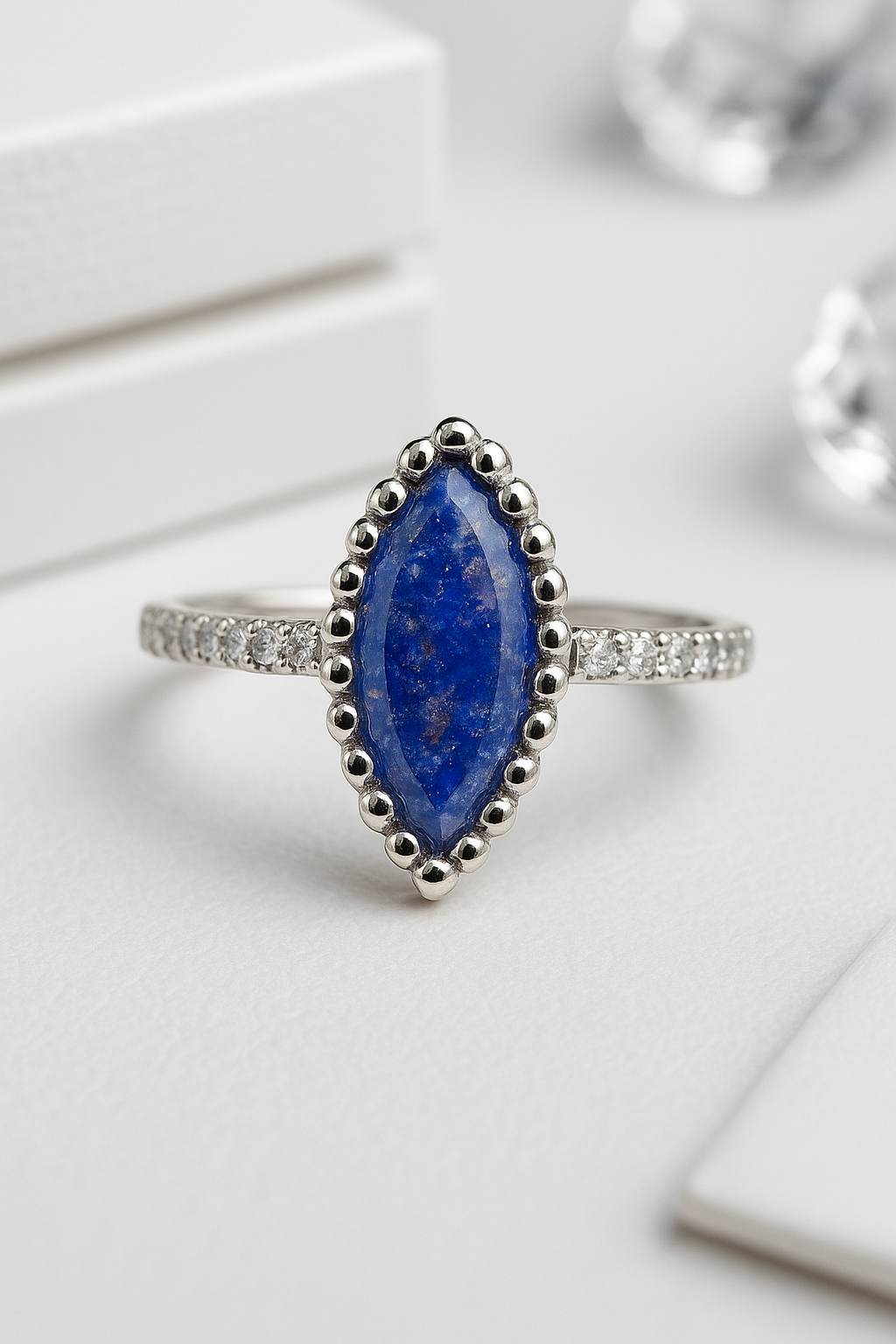 Midnight Marquise Lapis Ring - Sterling Silver