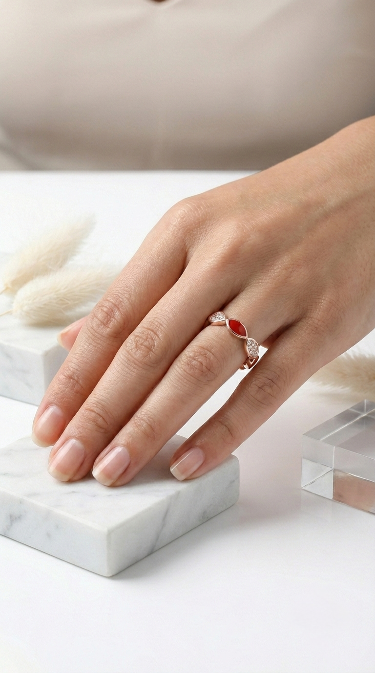 Aurelle Ruby Leaf Band | 925 Sterling Silver