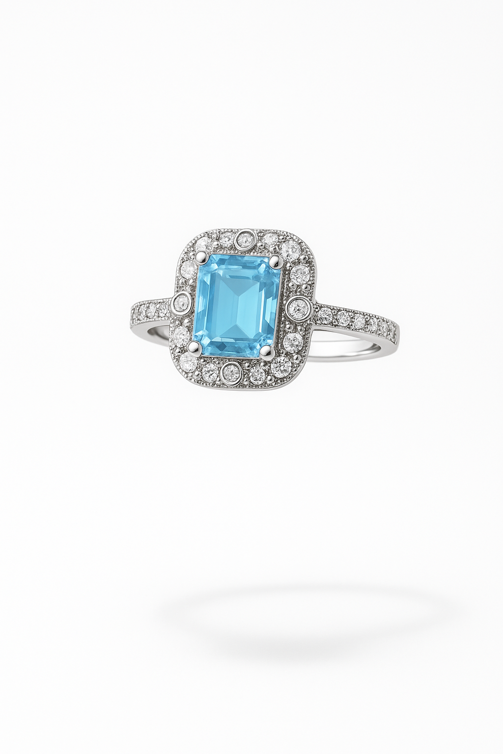 Azure Regent Halo Ring — Sterling Silver