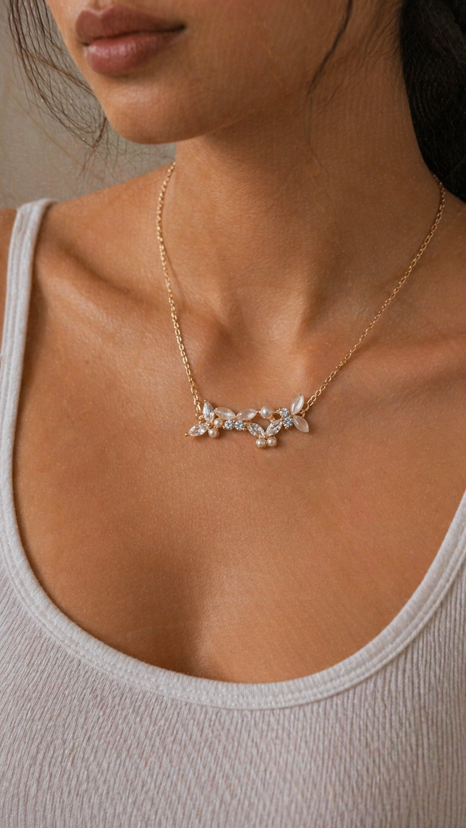 Lunelle Floral Pearl Chain | 925 Sterling Silver