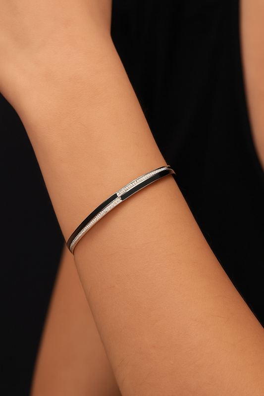 Black & Silver Pavé Kada