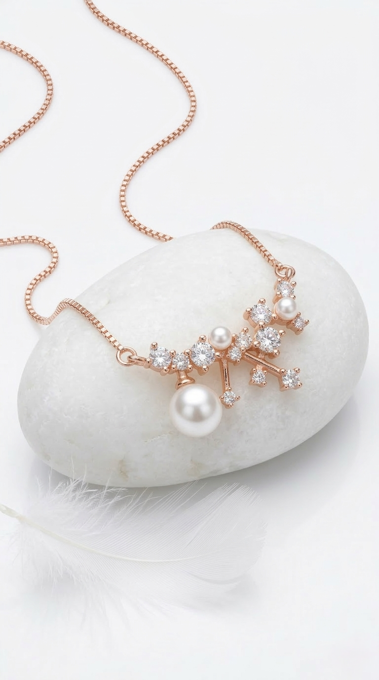 Elysia Pearl Drift Necklace | 925 Sterling Silver