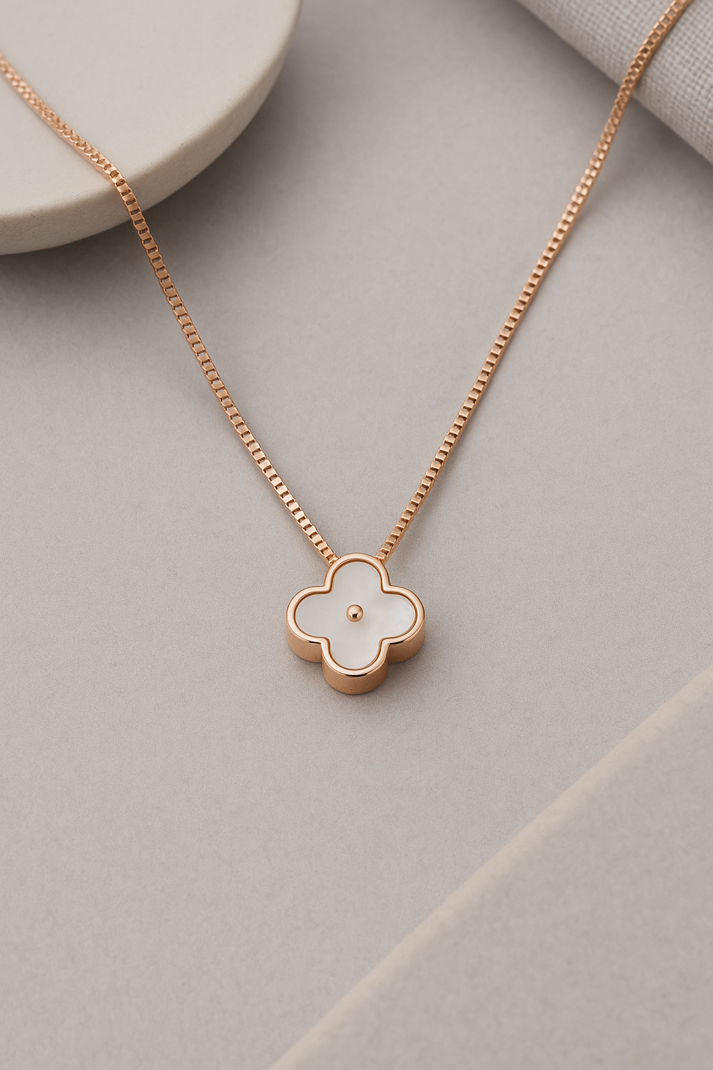 Petite Clover Pearl Necklace Sterling Silver