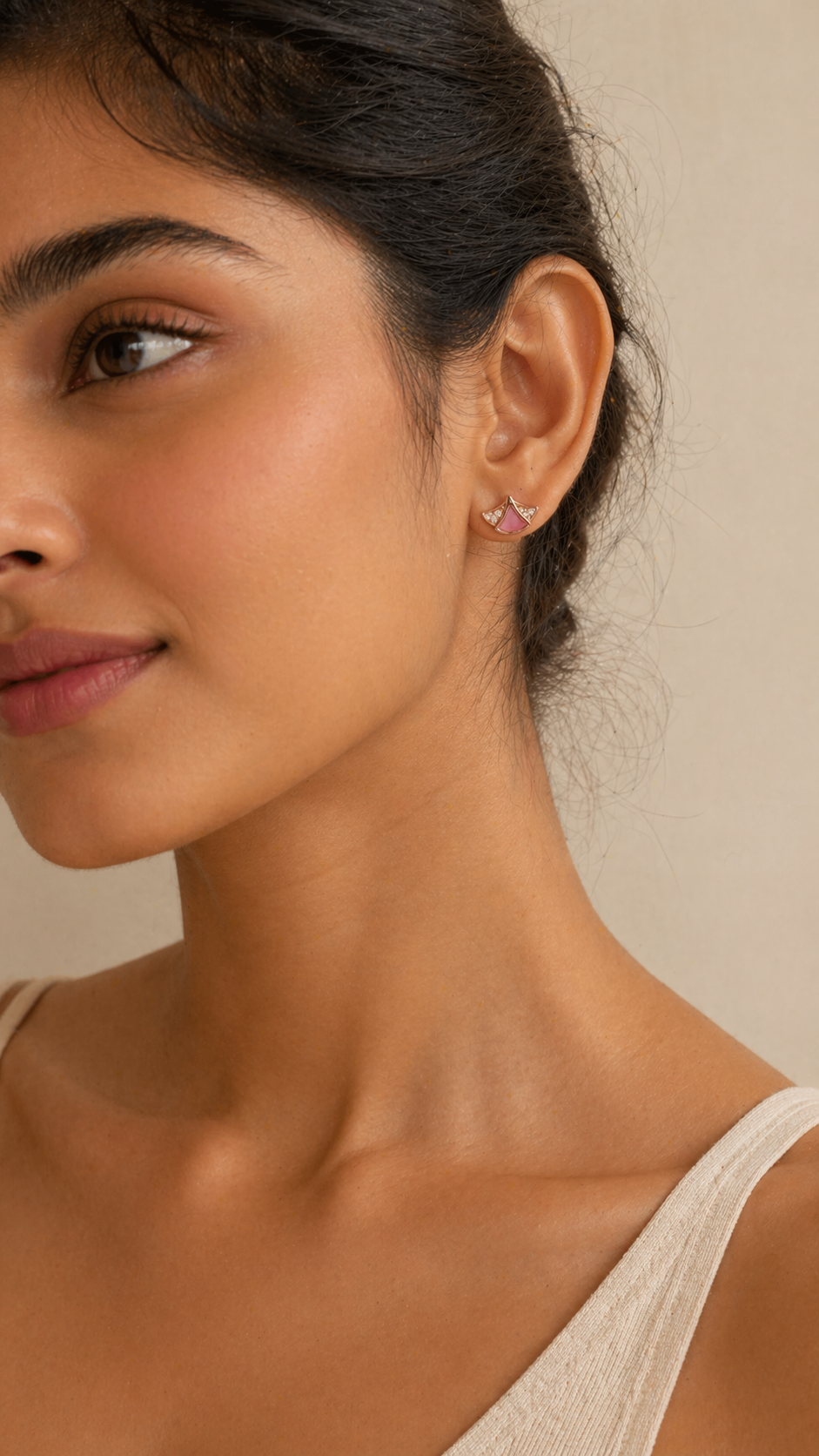Elira Pink Prism Studs | 925 Sterling Silver