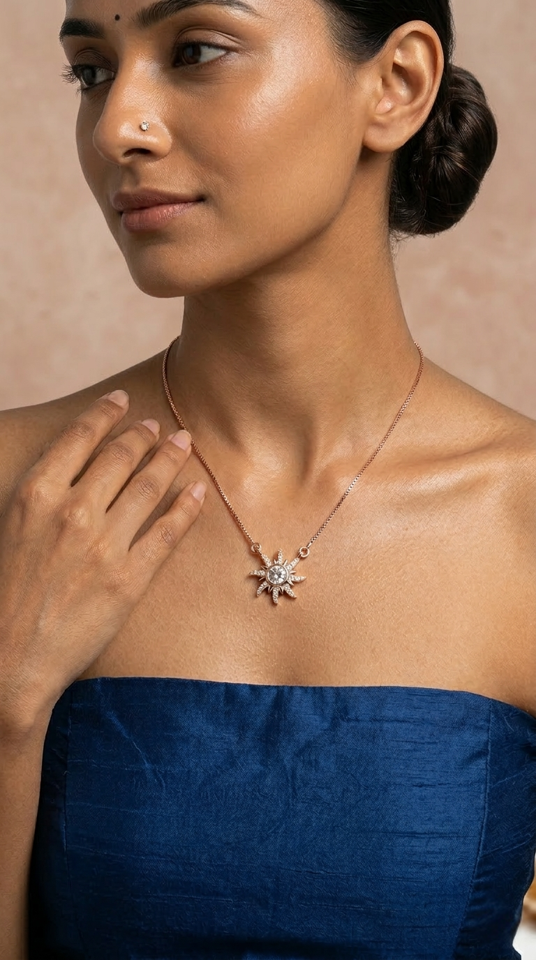 Solara Radiant Pendant Necklace | 925 Sterling Silver