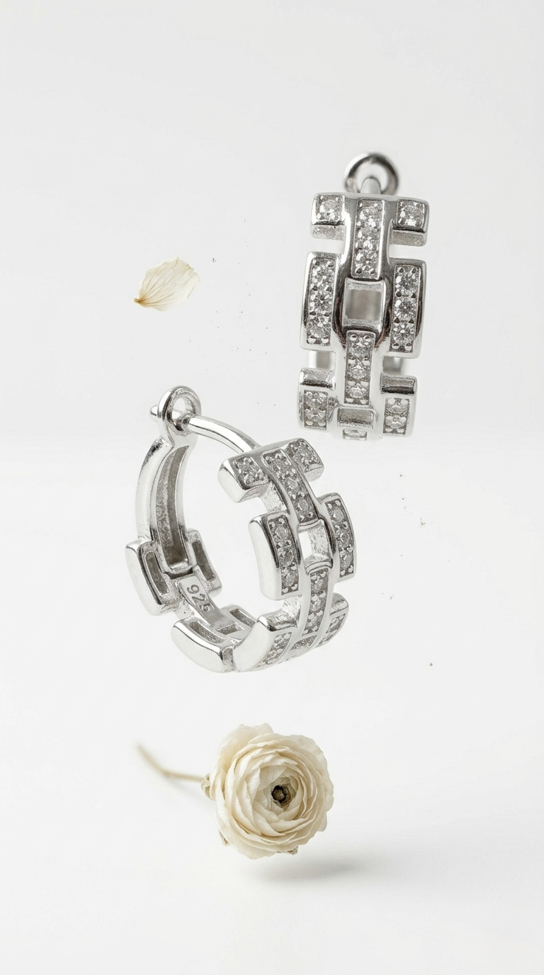 Vanta Chain Pavé Huggies | 925 Sterling Silver