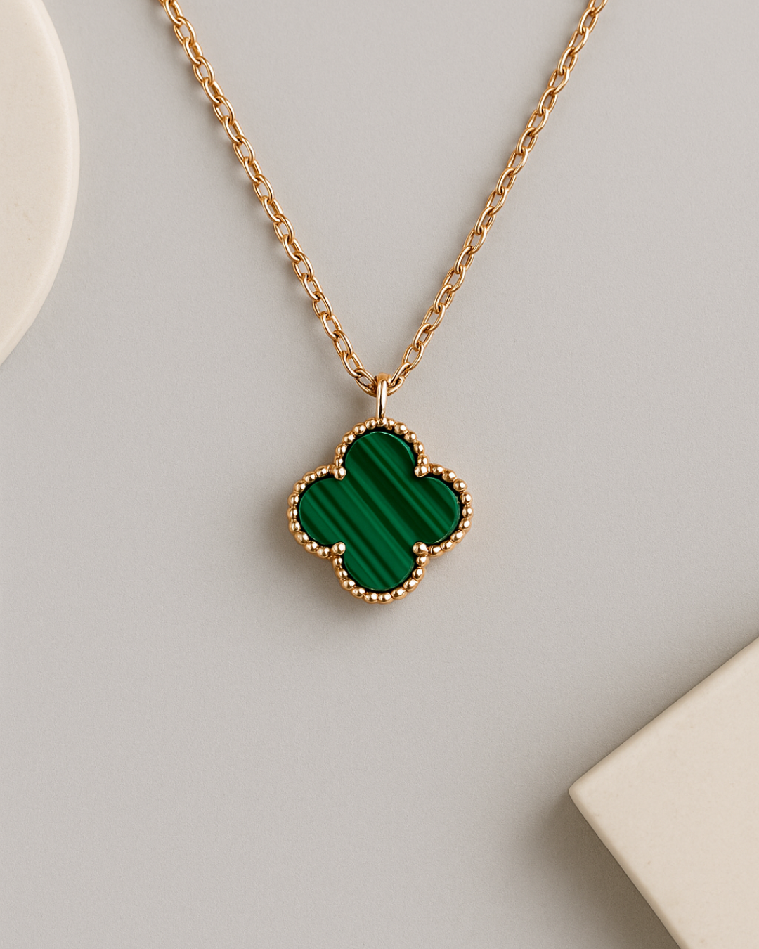 Emerald Clover Necklace Sterling Silver