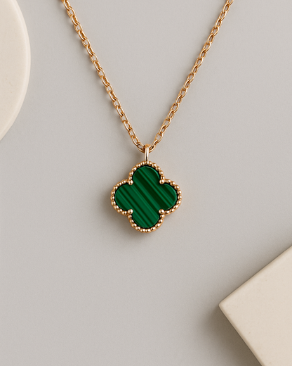 Emerald Clover Necklace Sterling Silver