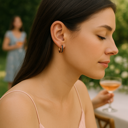 Éclat Black Enamel Hoop - Demi Fine | Sterling Silver