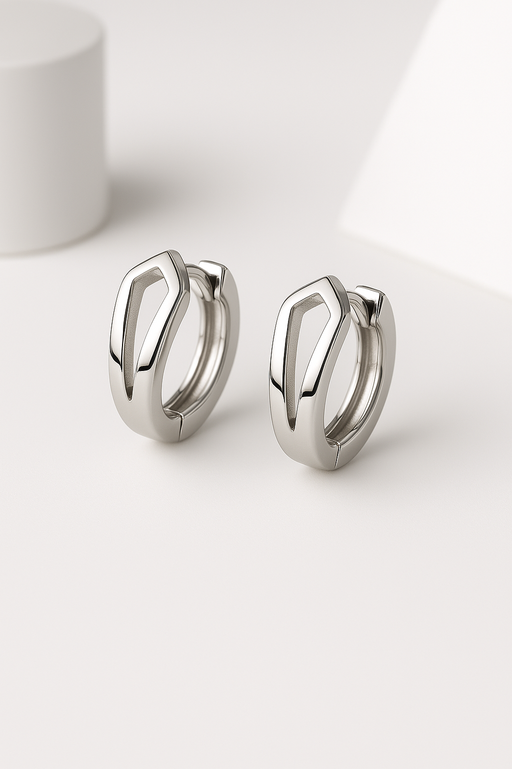 The Geo Luxe Huggie Earrings | 925 Sterling Silver